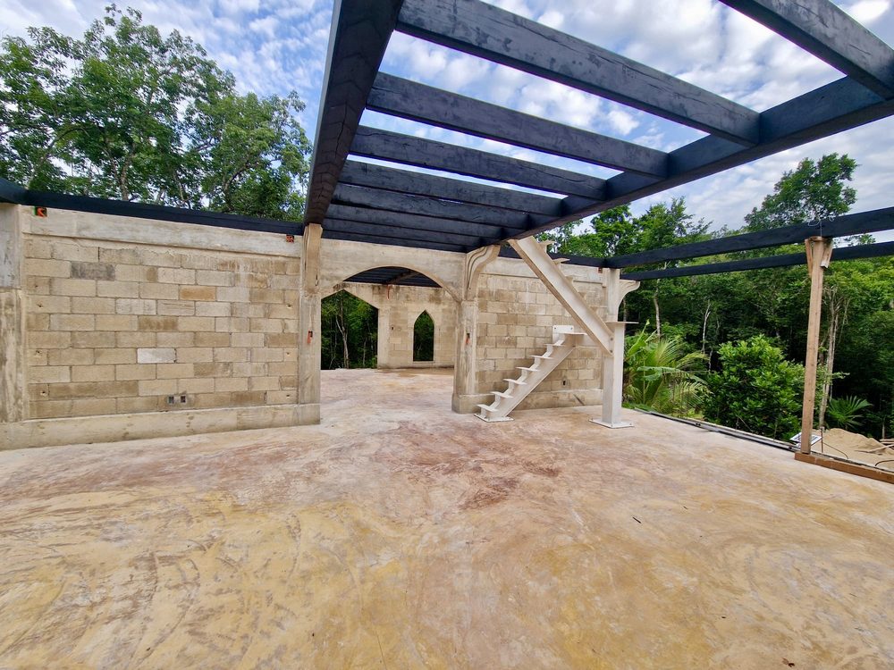Hand-built stone arches of the art space next door